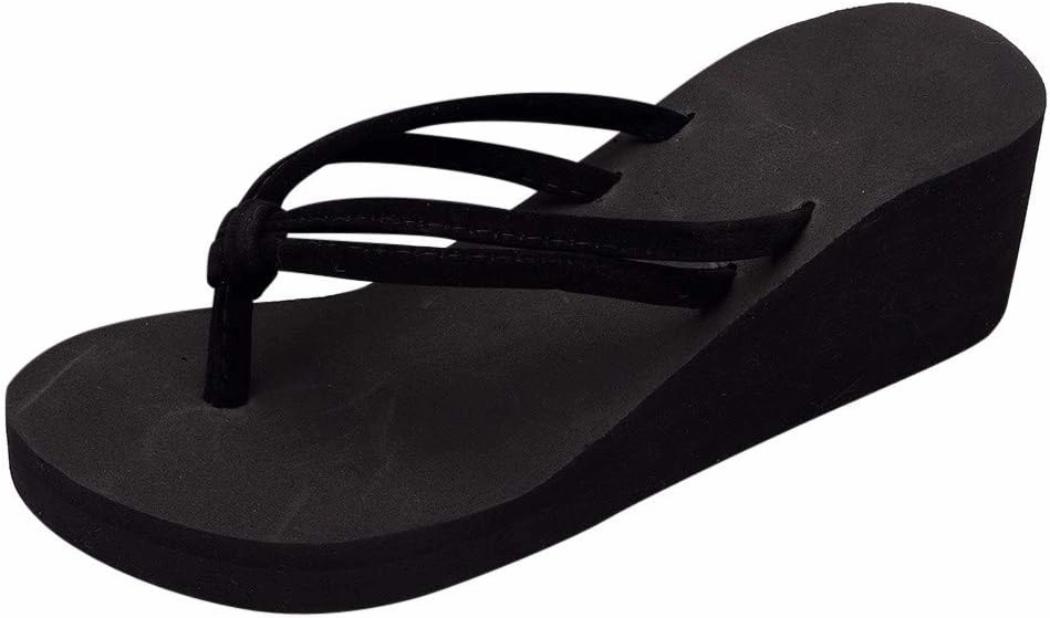Flip Flops In Digital Electronics Women's Platform Flip Flop Arch Support Comfortable Soft Cushion Wedge Flip Flops Summer Thong Sandals (Black, 8)