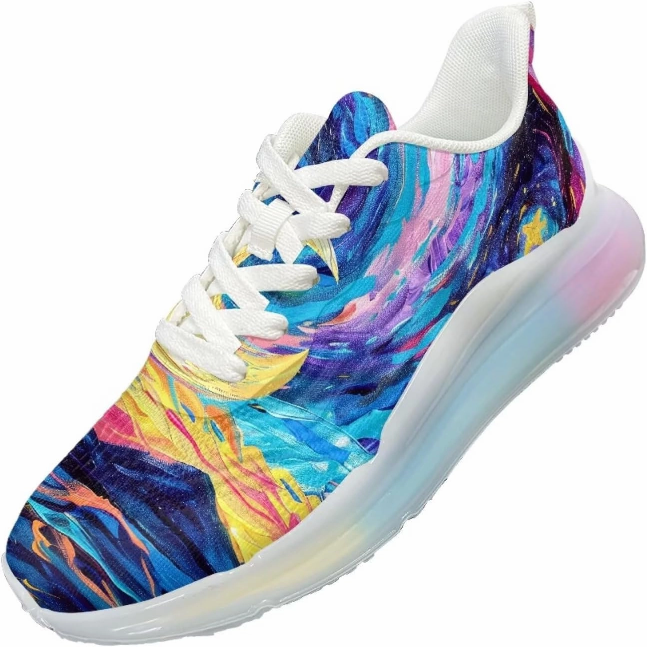 Women's Road Running Shoes Lightweight Breathable Athletic Sneakers Gym Cross Trainer Walking Shoes Oil Painting Pattern Cherry Blossom Volleyball Shoes