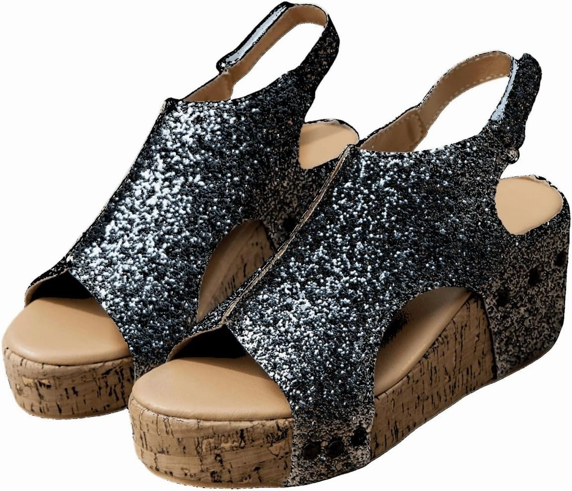 Women's Sandals Comfortable Walking Wedges Sandals Heels Open Toe Ankle Strap Platform Sparkly Rhinestone Summer Dress Shoes Irish Setter Slip On Work Boots