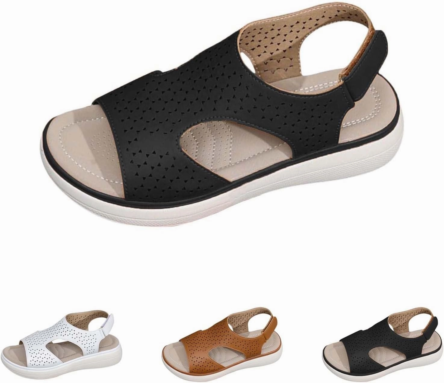 Comfortable Wedding Flip Flops Women's Summer Walking Sandals Comfortable Air Cushion Support Slip On Platform Sandals Open Toe Wide Width Beach Slides