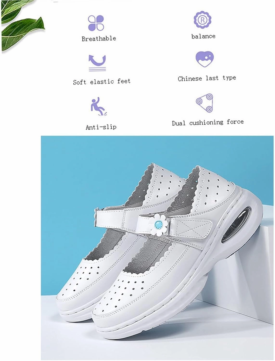 Best Shoes For Training In Gym Women's White Adjustable Nurse Shoes, Summer Casual Breathable Hollow Slip On Non Slip Leather Nursing Shoes, Comfort Mesh Lightweight Running Training, for Hospital Work
