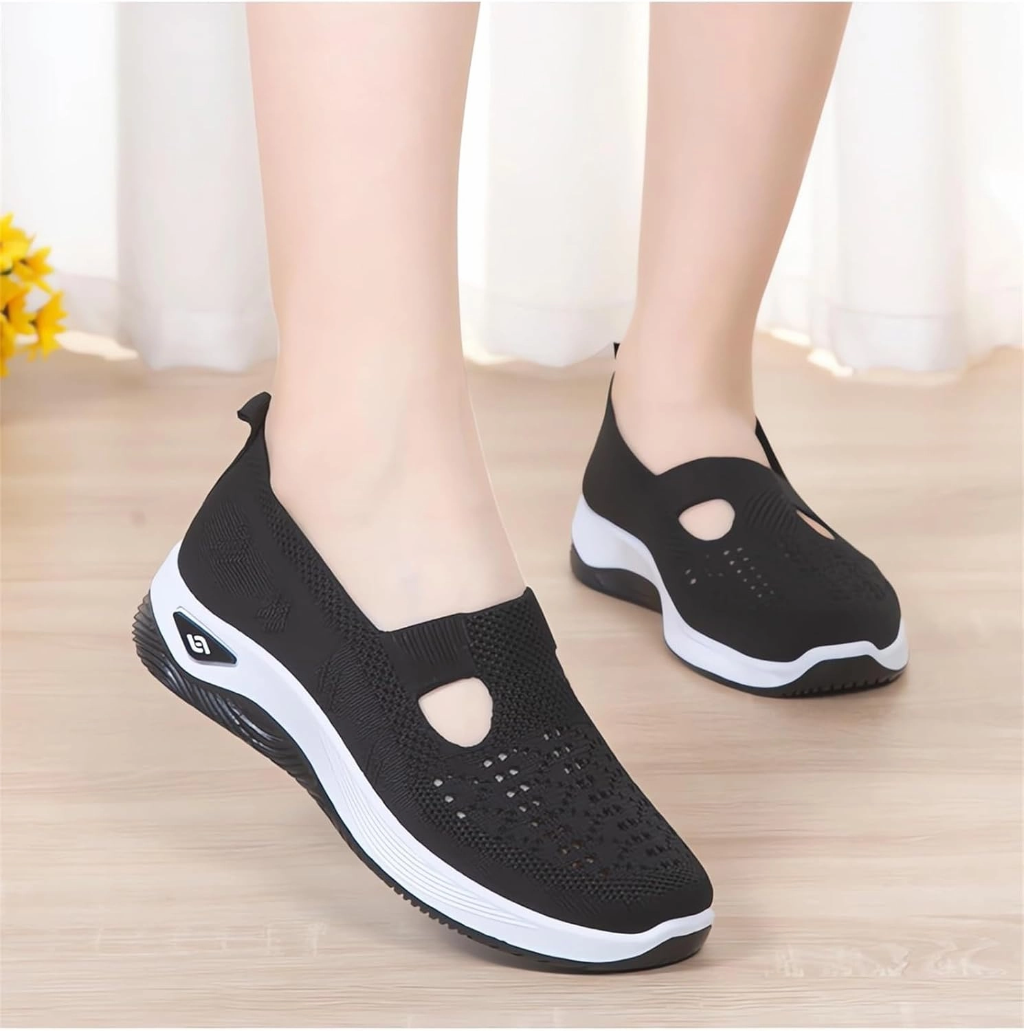Women's Woven Orthopedic Breathable Soft Shoes Ortho Walking Non-Slip Arch Support Walking Slip on Shoes Comfort Casual Running Diabetic Foam Sneakers Mesh Up Running Going Out Flat Sneaker White Tennis Shoes In Style
