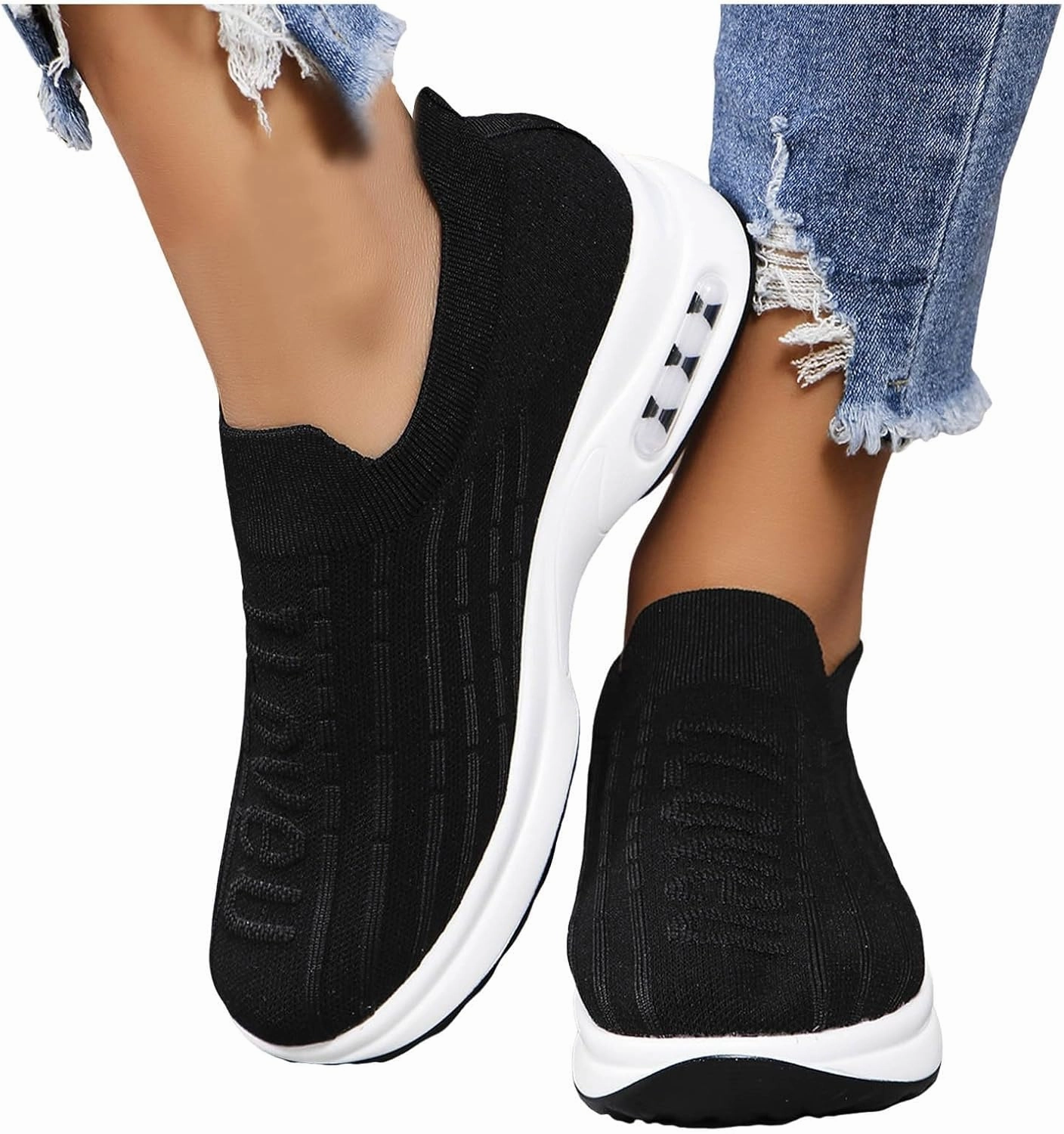 Women Walking Shoes with Arch Support Orthopedic Shoes for Women Sneakers for Women Running Shoes Slip On Casual Shoes Comfortable Fashion Tennis Shoes Mesh Lightweight Sneaker for Work White Tennis Shoes With Jeans