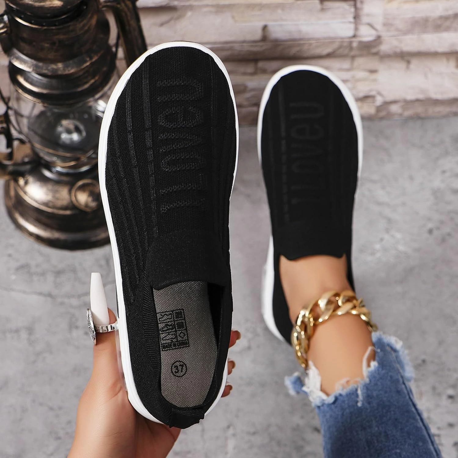 French Connection Tennis Shoes Women Walking Shoes with Arch Support Orthopedic Shoes for Women Sneakers for Women Running Shoes Slip On Casual Shoes Comfortable Fashion Tennis Shoes Mesh Lightweight Sneaker for Work