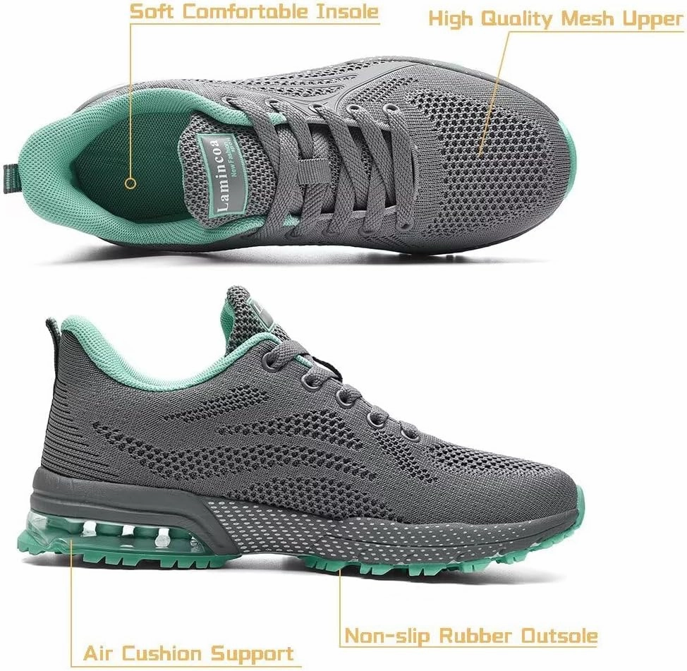 Womens Air Running Shoes Non Slip Tennis Walking Shoes Women Mesh Cushion Sneakers for Gym Workout Sports Best Shuttle Badminton Shoes