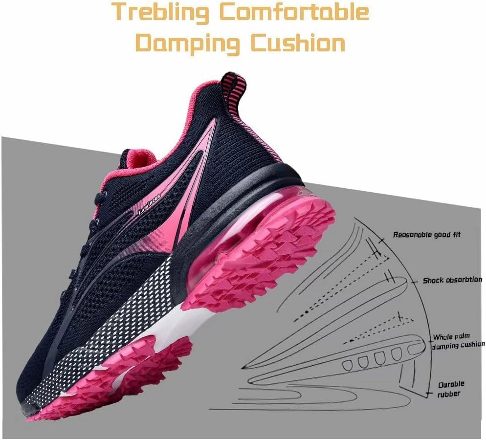 Badminton Gum Sole Shoes Womens Air Running Shoes Non Slip Tennis Walking Shoes Women Mesh Cushion Sneakers for Gym Workout Sports