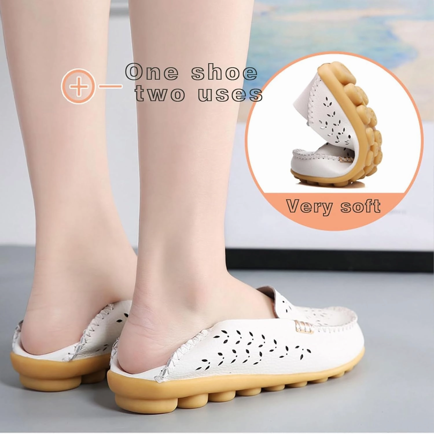 Womens Boat Shoes Casual Breathable Loafers for Walking Slip On Nurse Shoes Comfortable Flat Sandals Hollow Out Faux Leather Summer Shoe for All Day Wear Top Ten Flip Flops