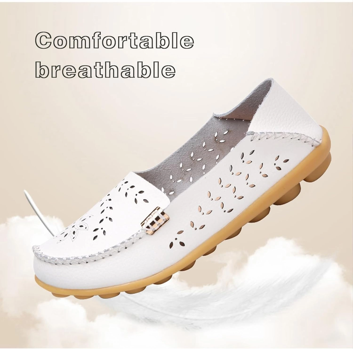 Flip Flops Single Layer Vs Double Layer Womens Boat Shoes Casual Breathable Loafers for Walking Slip On Nurse Shoes Comfortable Flat Sandals Hollow Out Faux Leather Summer Shoe for All Day Wear