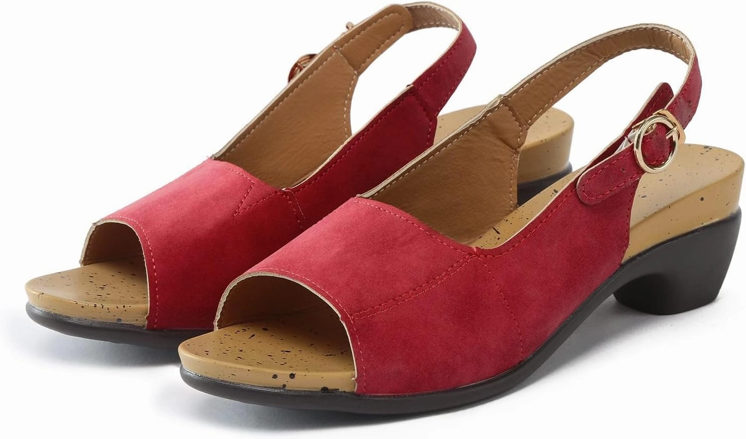 Womens Chunky Sandals for Office, Open Toe Dressy Sandal with Adjustable Hoop and Loop, Low Wedge Heel Sandal for Women, Comfortable Casual Shoes, Walking Sandal for Wedding, Outdoor Footwear Elegant Island Flip Flops