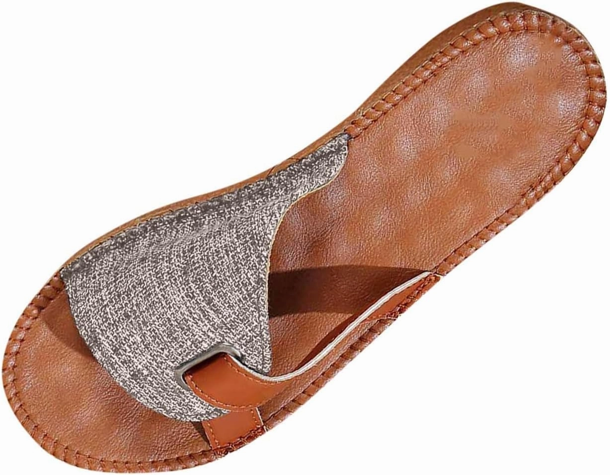 Womens Dressy Slides Comfort Slip on Patchwork Upper Flat Sandals Ladies Soft Casual Flip Flops 2025 Summer Sandals Flip Flops Other Names