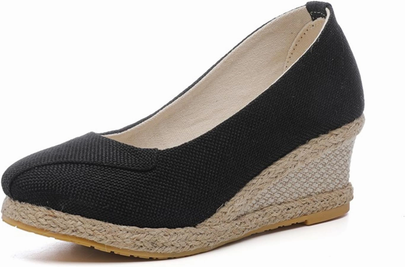 Vionic Tennis Shoes Qvc Womens Espadrilles Wedges Sandals Platform Heels Wedge Sandals Slip On Woven Wedges Pumps Shoes Comfortable Platform Wedge Sandal Solid Closed Pointed Toe Shoes Breathable Comfy Walking Shoe