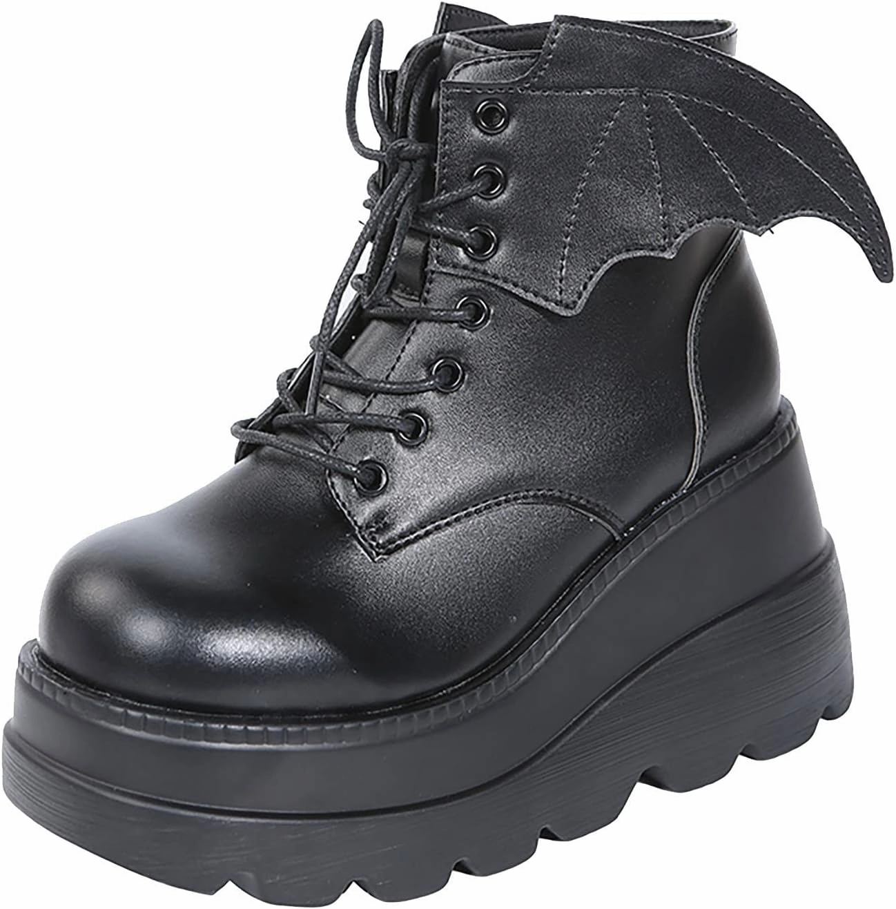 Best Knee-high Boots For Petites Womens High Platform Goth Ankle Booties Wedges Chunky High Heel Round-Toe Lace up Punk Combat Boots for Women