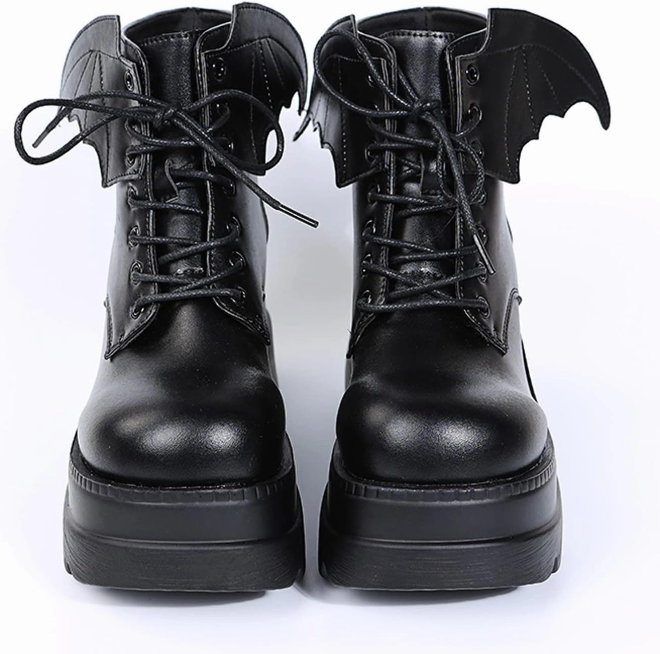 Womens High Platform Goth Ankle Booties Wedges Chunky High Heel Round-Toe Lace up Punk Combat Boots for Women High Knee Boots Without Heel