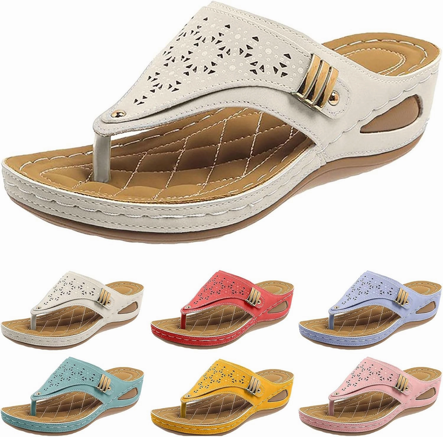 Womens Orthopedic Sandals Arch Support Wedg Sandals Summer Dressy Platform Flip Flops Arch Support Silppers Comfortable Slip on Sandal Summer Flat Open Toe Shoes Jordan Tennis Shoe