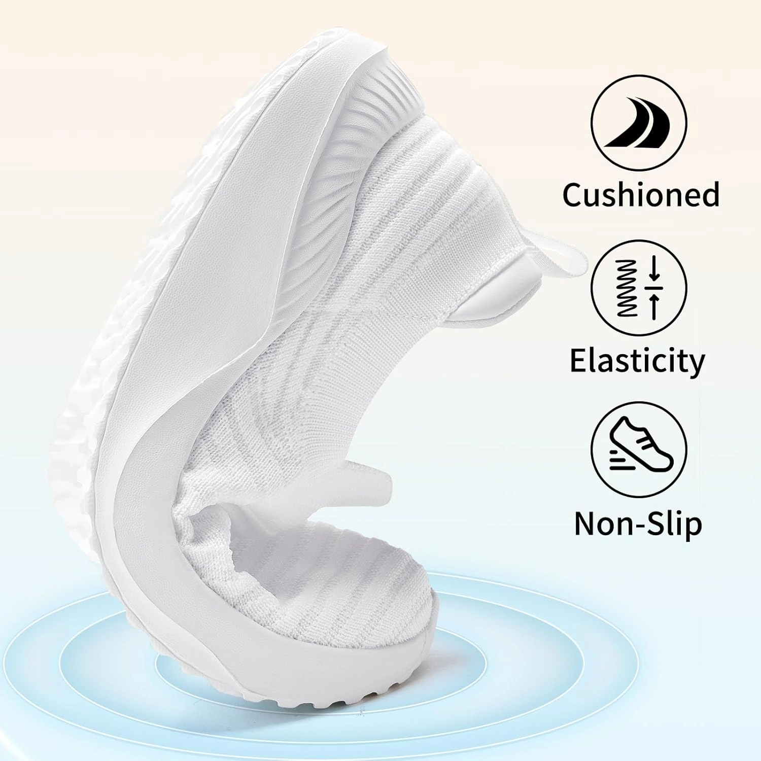 Womens Walking Shoes Slip on Sneakers Comfortable Knitted Mesh Sneakers Lightweight Casual Work Shoes Badminton Shoes Power Cushion 65 Wide