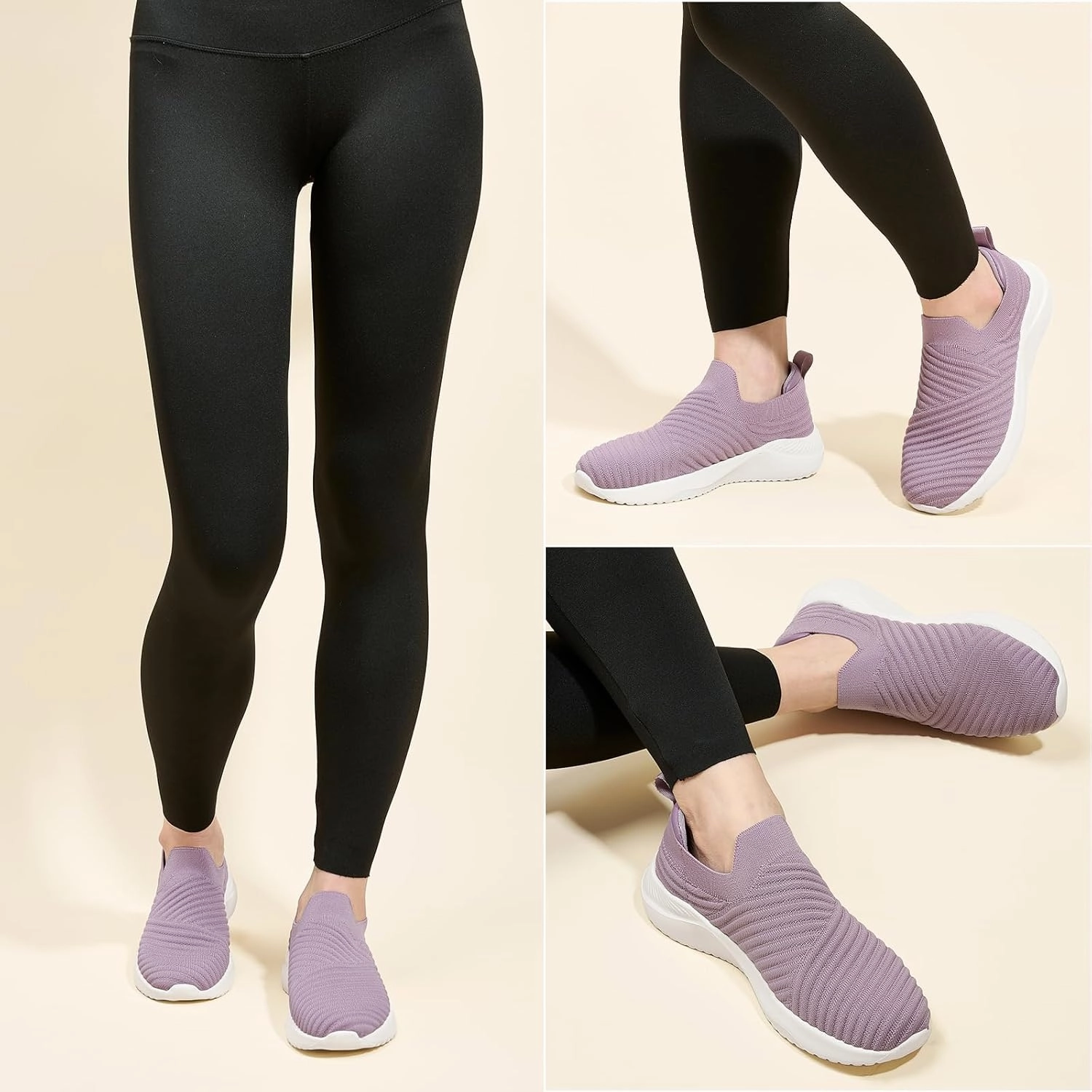 Womens Walking Shoes Slip on Sneakers Comfortable Knitted Mesh Sneakers Lightweight Casual Work Shoes Ankle Protection Shoes Badminton