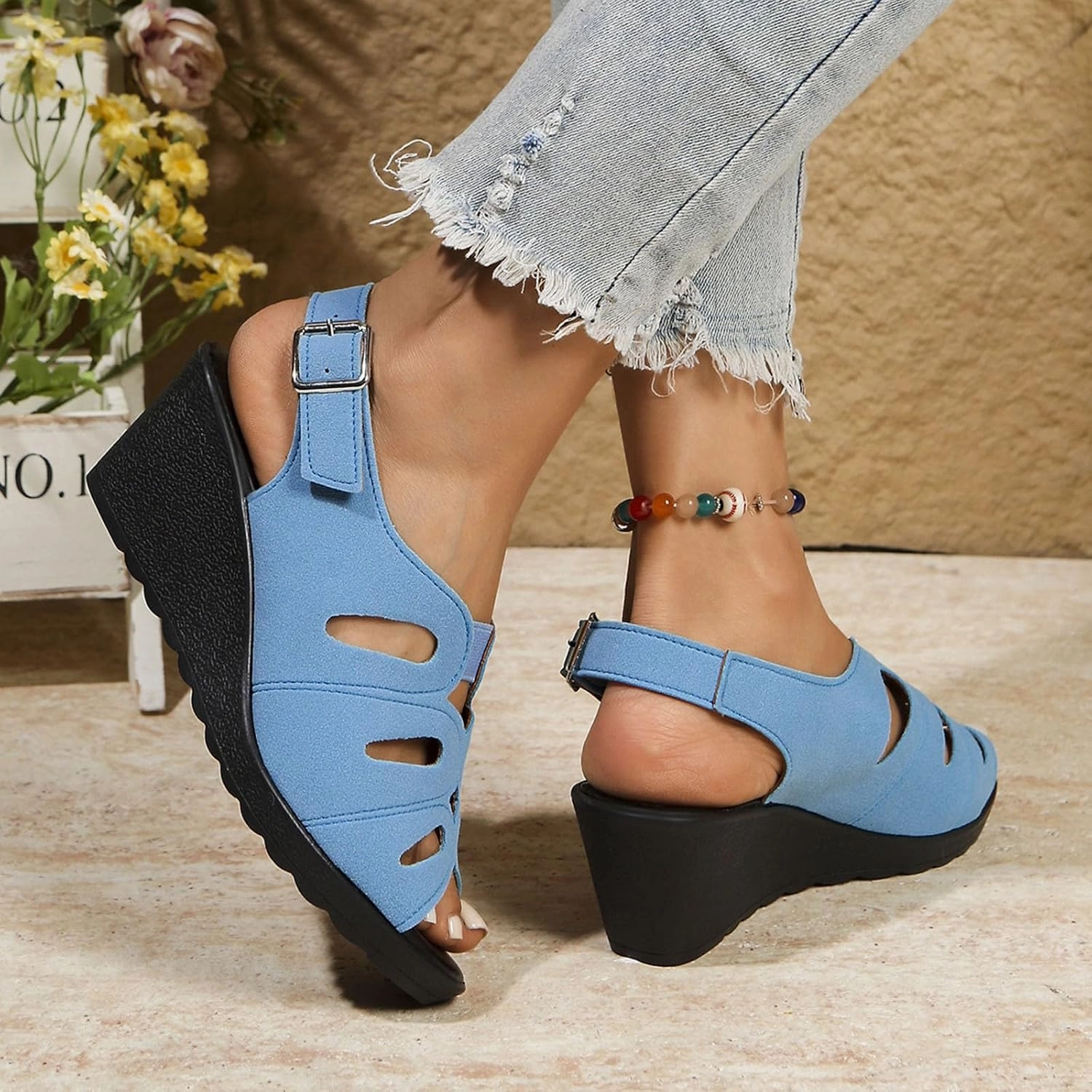 Flip Flops Image Womens Walking Wedge Sandals Slingback Platform Slip On Ladies Sandal Dressy Comfortable Open Toe Roman Summer Shoes