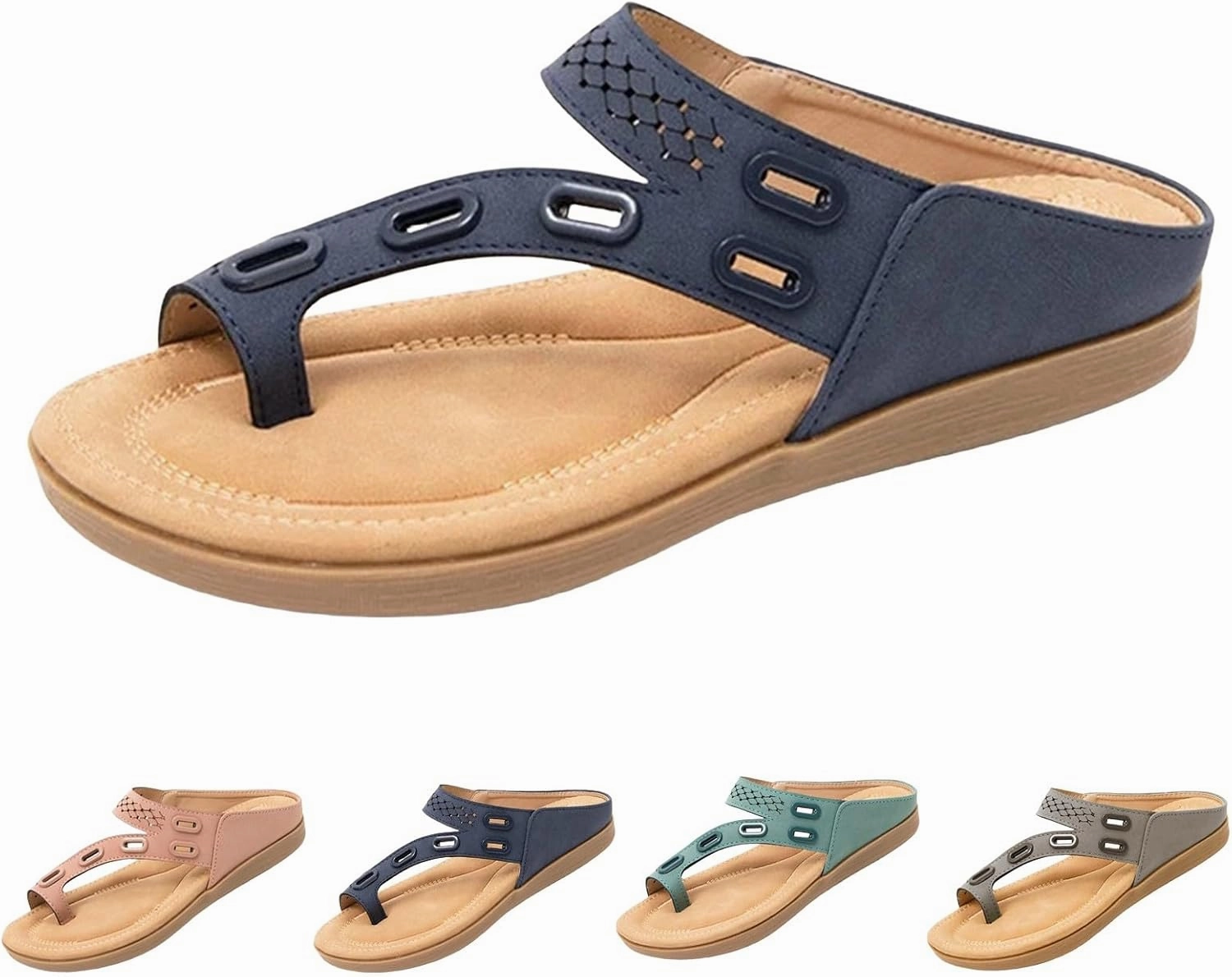 Flip Flops For House Womens Wedge Sandals Leather: Sandal, Rubber Sole, Comfortable Walking, Casual Slip on Summer Shoes