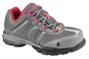 Nautilus Womens Steel Toe ESD Athletic M Grey/Pink Action Leather Shoes Grounding Work Boots