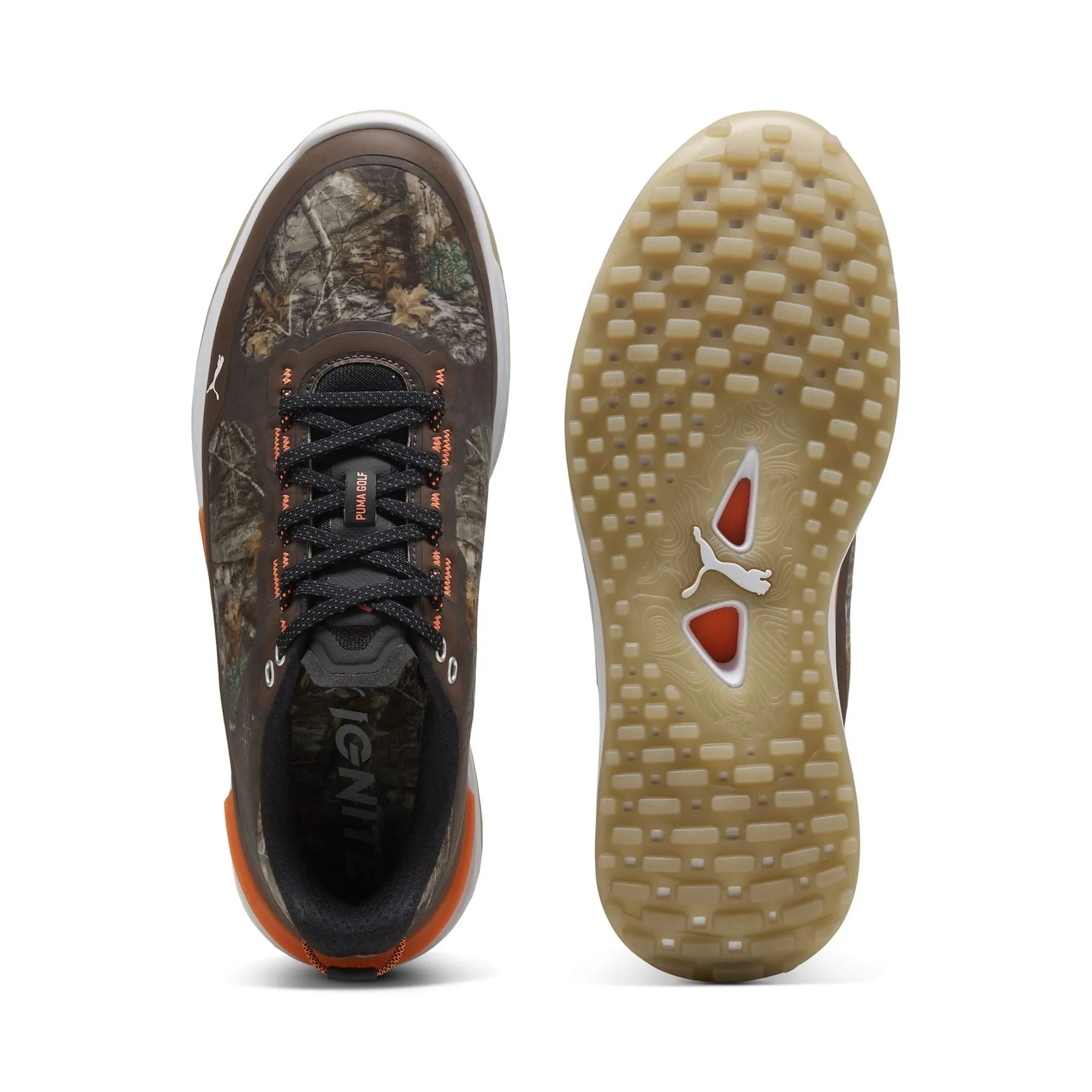Spikes Vs Spikeless Golf x Real Tree x Ignite Elevate Golf Shoes Puma Black/Espresso