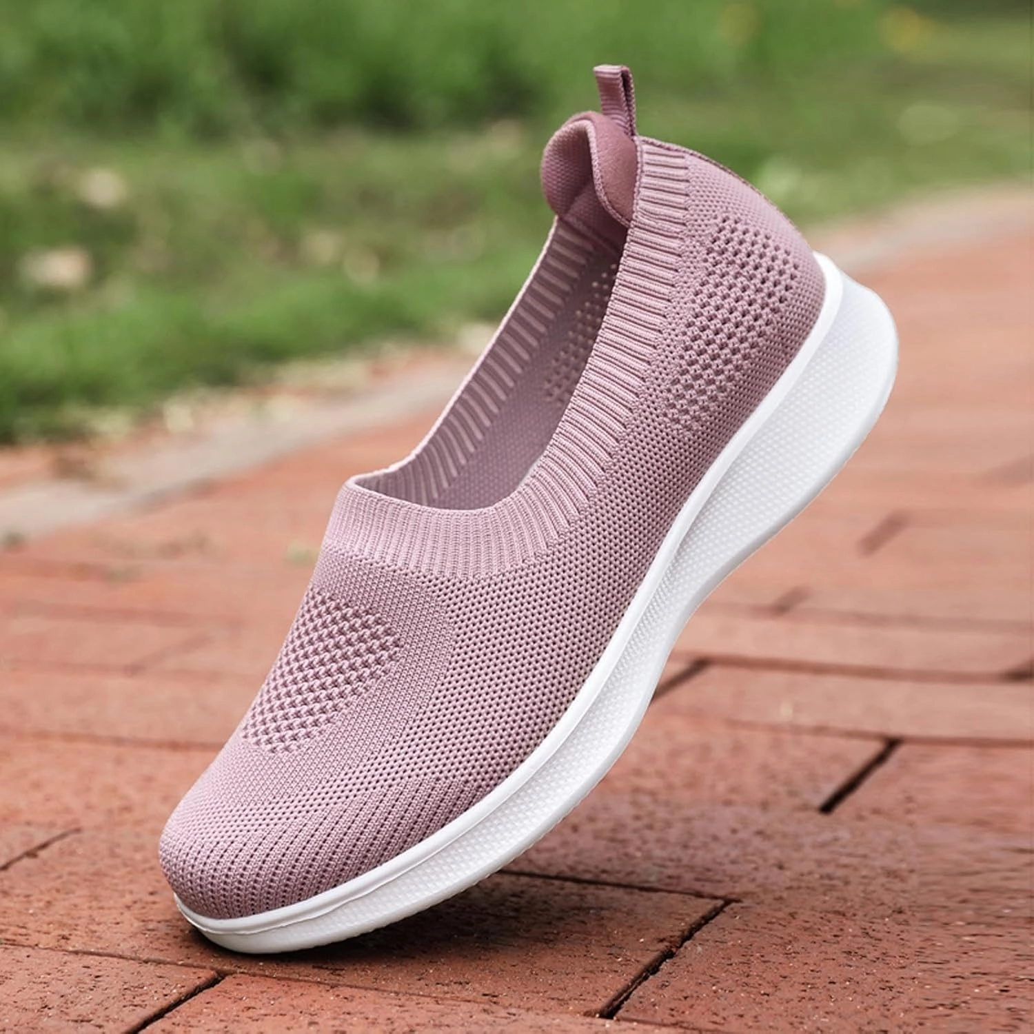 YUKTOPA Women's Slip On Go Walk Shoes Comfortable Walking Sneakers Casual Mesh Knit Low Wedge Dressy Ballet Shoes Flats Nurse Shoes Zapatos para Mujer Gel Blade Badminton Shoes