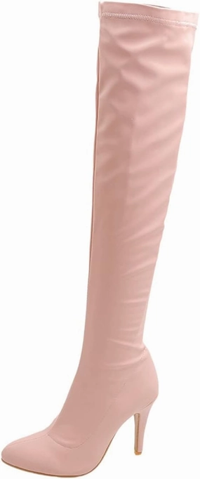 Lace Up Knee High Heeled Boots ZDLJYL Women's Thigh High Boots Over The Knee Boot Shoes Autumn Winter Stretch Pointed Toe Stiletto High-Heeled Sexy Ladies Boots