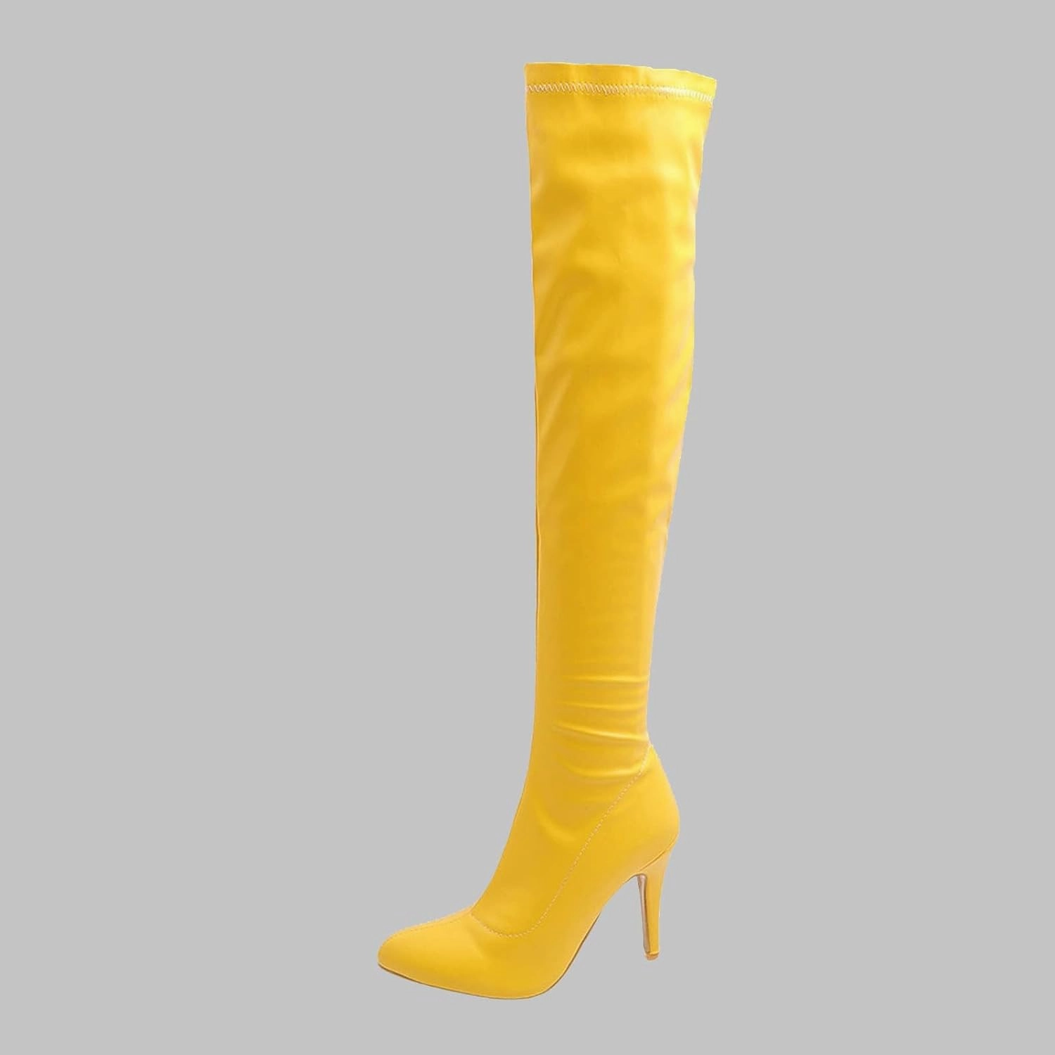 ZDLJYL Women's Thigh High Boots Over The Knee Boot Shoes Autumn Winter Stretch Pointed Toe Stiletto High-Heeled Sexy Ladies Boots White Fur Boots Knee High