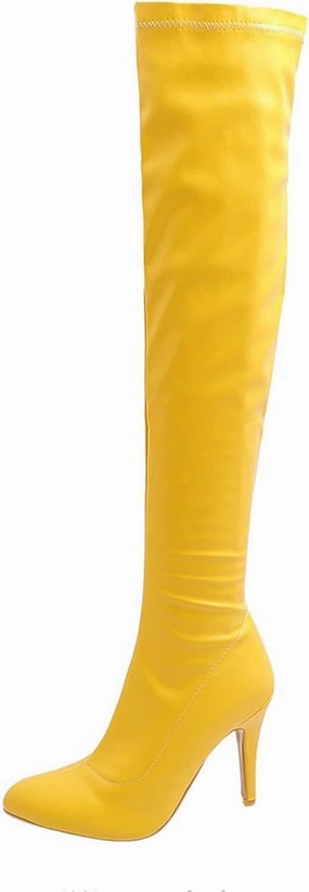 Knee High Boots Outfits Night Out ZDLJYL Women's Thigh High Boots Over The Knee Boot Shoes Autumn Winter Stretch Pointed Toe Stiletto High-Heeled Sexy Ladies Boots