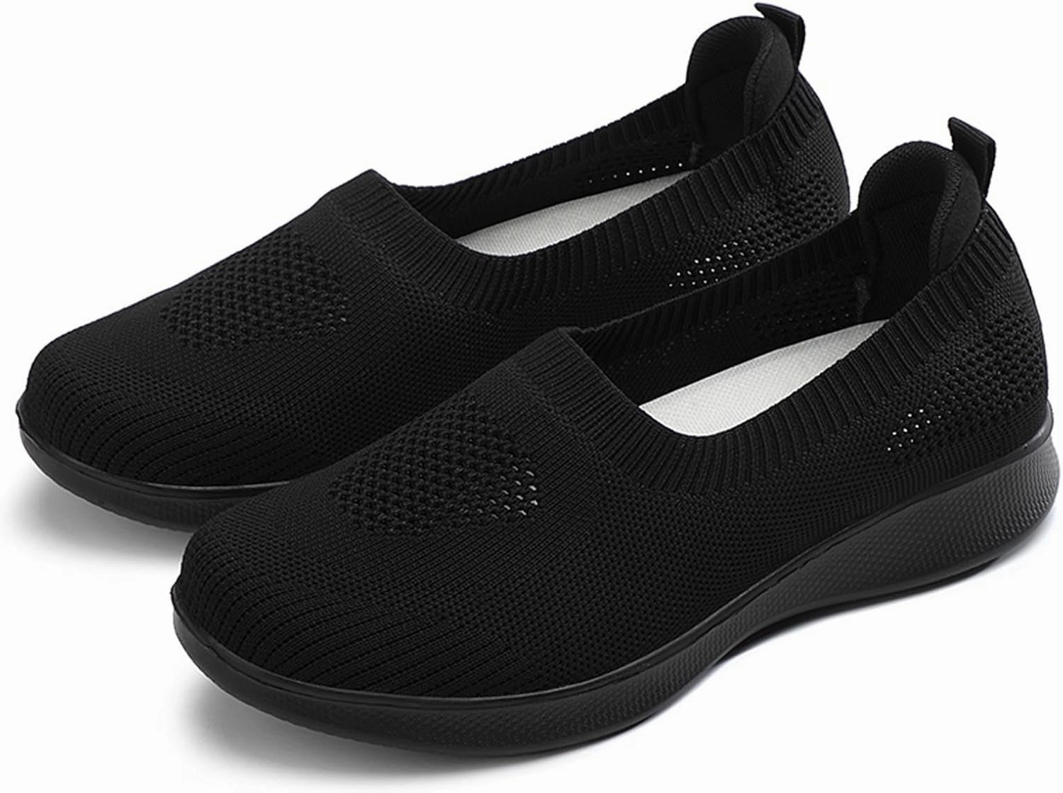 YUKTOPA Women's Slip On Go Walk Shoes Comfortable Walking Sneakers Casual Mesh Knit Low Wedge Dressy Ballet Shoes Flats Nurse Shoes Zapatos para Mujer Wave Badminton Shoes