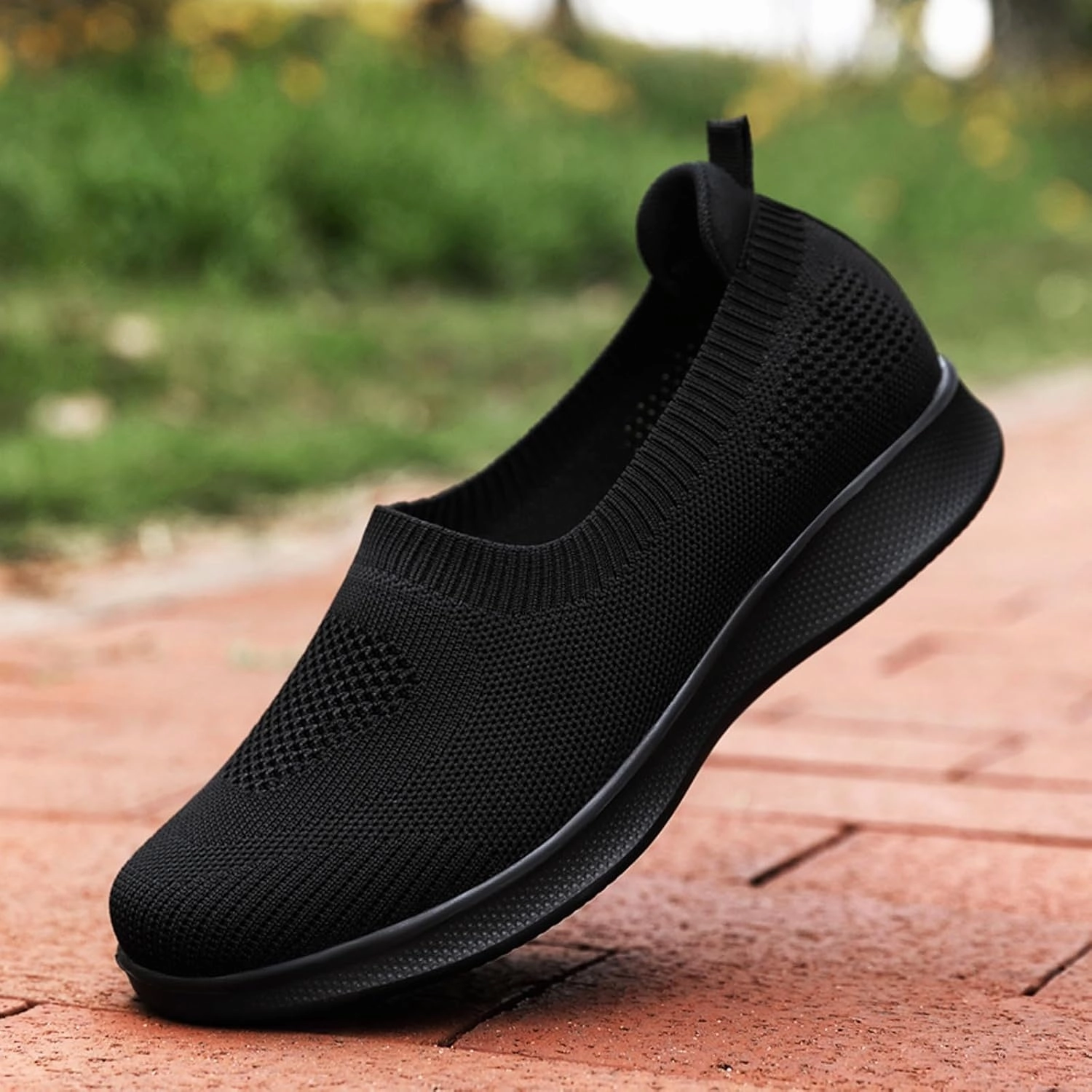 YUKTOPA Women's Slip On Go Walk Shoes Comfortable Walking Sneakers Casual Mesh Knit Low Wedge Dressy Ballet Shoes Flats Nurse Shoes Zapatos para Mujer Boost Badminton Shoes